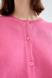 Cardigan rosa a maglia fine svasato