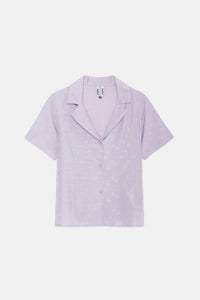 CAMICIA IN JACQUARD LEGGERO LILLA CON FIORI