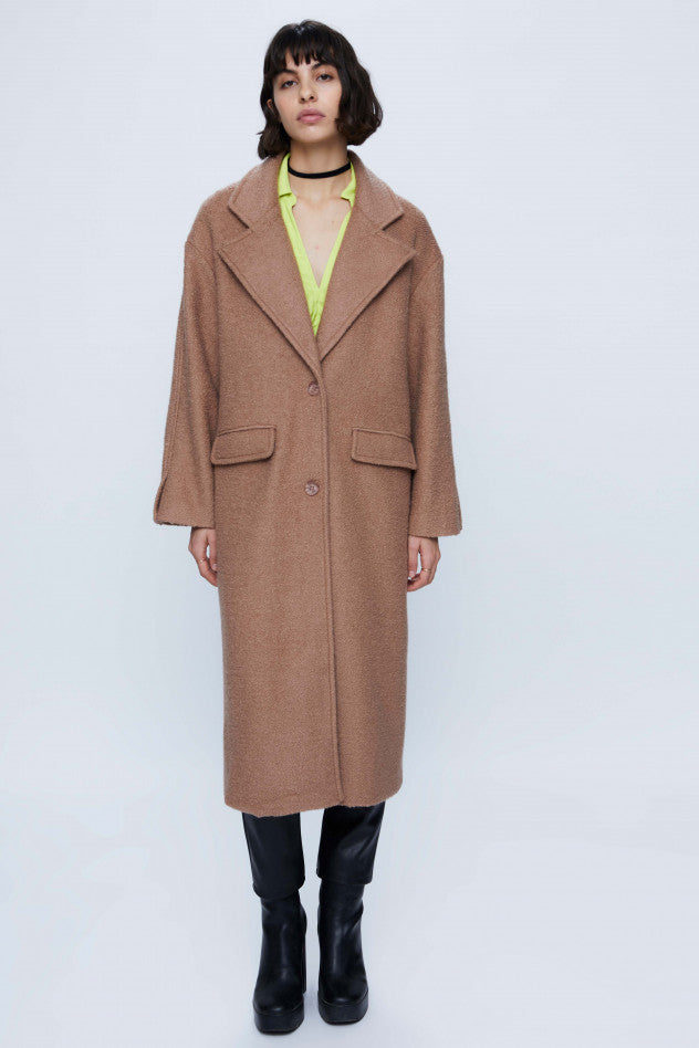 CAPPOTTO LUNGO BEIGE CON COLLETTO A REVERS
