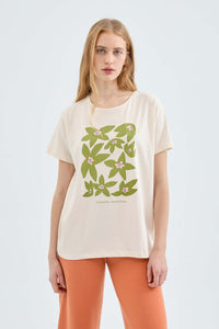 T-shirt di cotone con stampa floreale