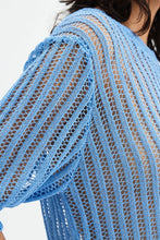 Carica l&#39;immagine nel visualizzatore di Gallery, Maglione a punto traforato a maniche corte blu
