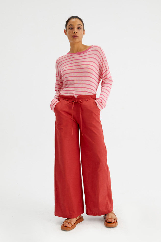 Maglione oversize con fantasia a righe rosa