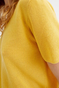 Modello in maglia sottile a maniche corte giallo