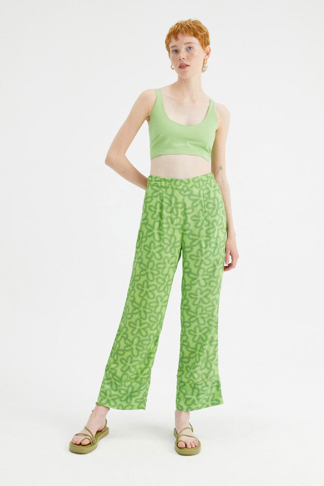Pantaloni dritti in viscosa LENZING™ ECOVERO™ con fantasia floreale