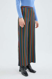 Pantaloni lunghi dritti con stampa a righe multicolore