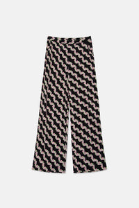Pantaloni lunghi dritti con stampa geometrica nera