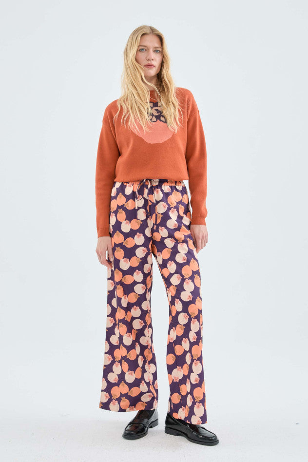 Pantaloni lunghi dritti con stampa cachi