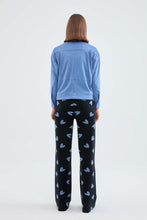 Carica l&#39;immagine nel visualizzatore di Gallery, Pantaloni lunghi dritti in maglia con stampa a cuori
