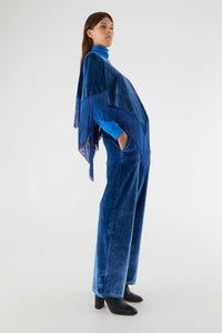 Pantaloni lunghi elasticizzati in velluto blu