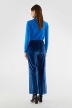 Carica l&#39;immagine nel visualizzatore di Gallery, Pantaloni lunghi elasticizzati in velluto blu
