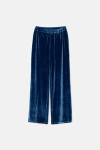 Pantaloni lunghi elasticizzati in velluto blu