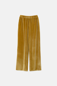Pantaloni lunghi elasticizzati in velluto giallo