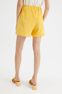 Shorts a vita media in tessuto di spugna gialli