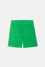 Carica l&#39;immagine nel visualizzatore di Gallery, Shorts a vita media in tessuto di spugna verdi
