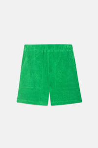 Shorts a vita media in tessuto di spugna verdi