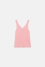 Carica l&#39;immagine nel visualizzatore di Gallery, Top con spalline in maglia a costine rosa
