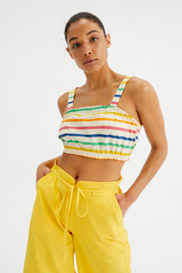 Top corto con spalline e fantasia a righe