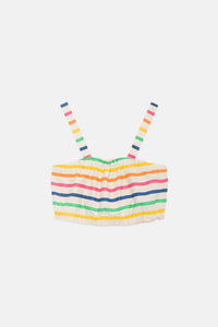 Top corto con spalline e fantasia a righe
