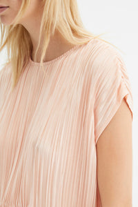 Top plissettato con spalla scesa rosa