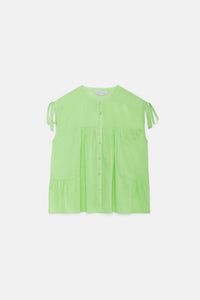 Top senza maniche con laccetti sulle spalle verde
