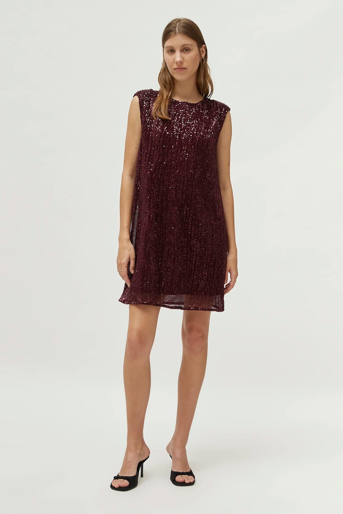 ABITO CORTO BORDEAUX CON PAILLETTES