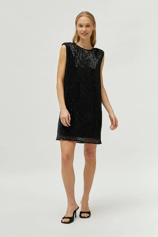 ABITO CORTO NERO CON PAILLETTES
