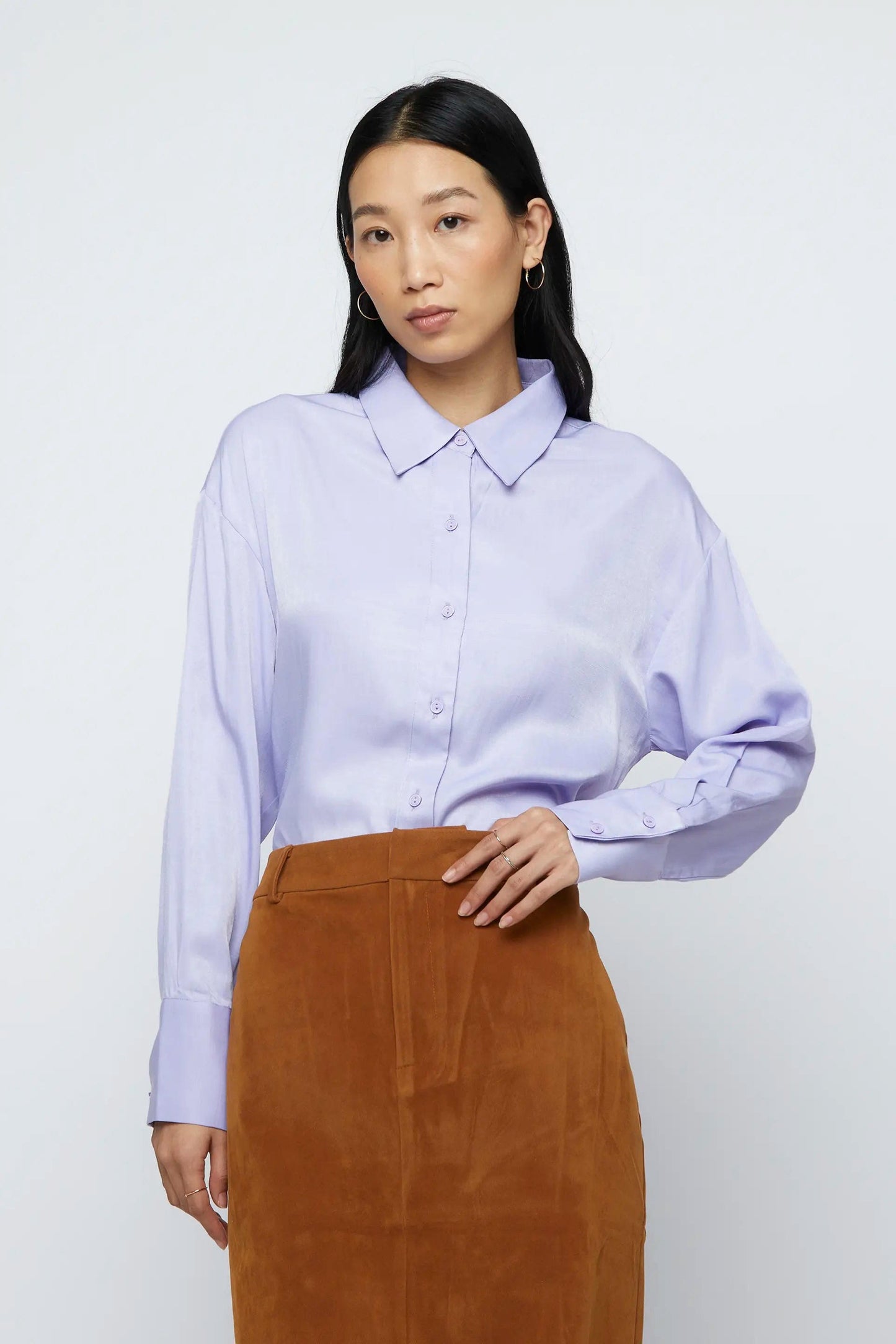 CAMICIA LILLA IN CREPE