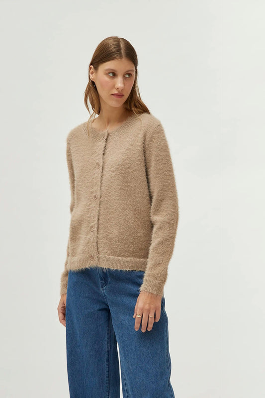 CARDIGAN BEIGE IN MAGLIA TESTURIZZATA