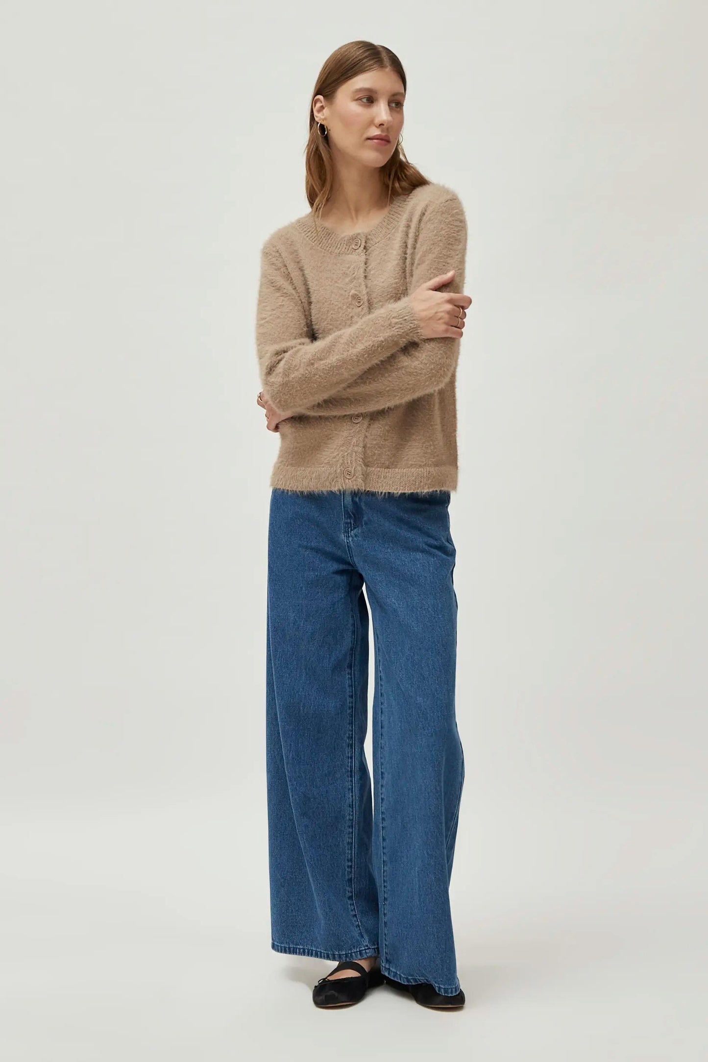CARDIGAN BEIGE IN MAGLIA TESTURIZZATA