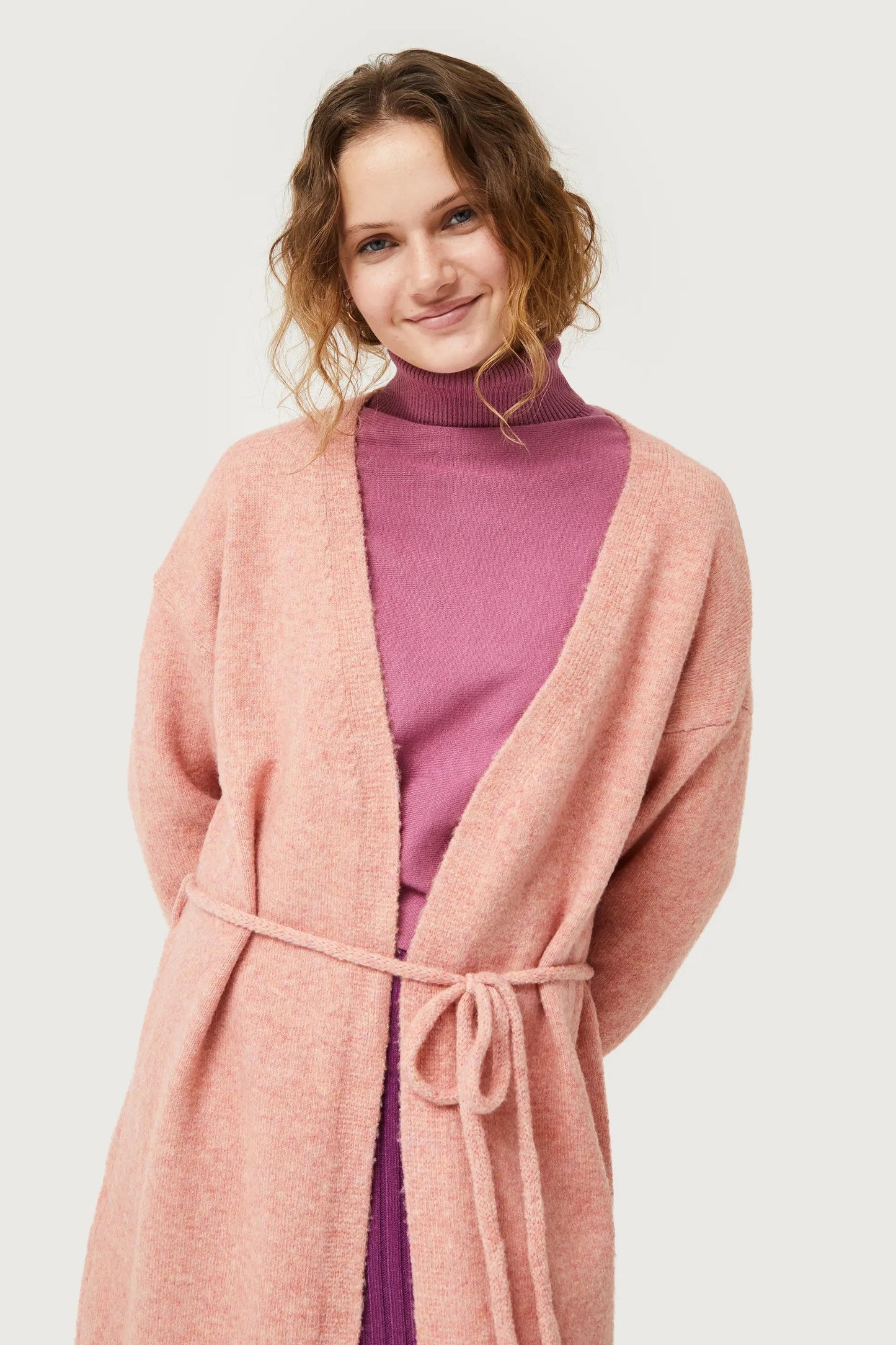 GIACCA MIDI ROSA IN MAGLIA