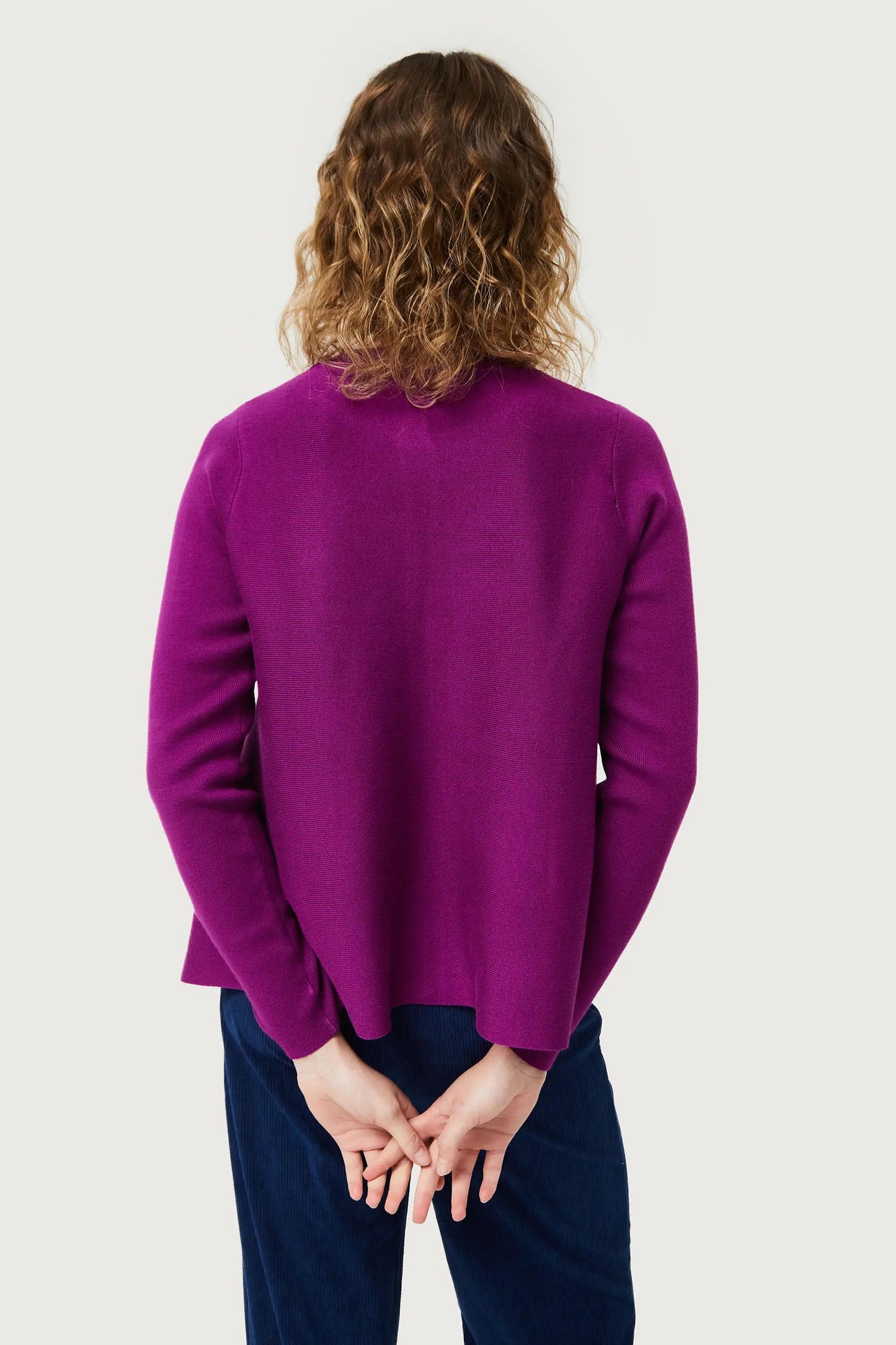 CARDIGAN VIOLA SVASATO IN MAGLIA