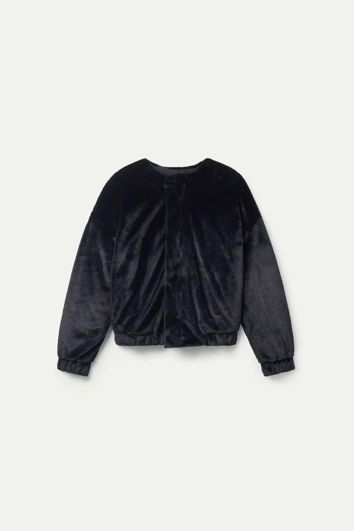 BOMBER NERO IN PELLICCIA SINTETICA