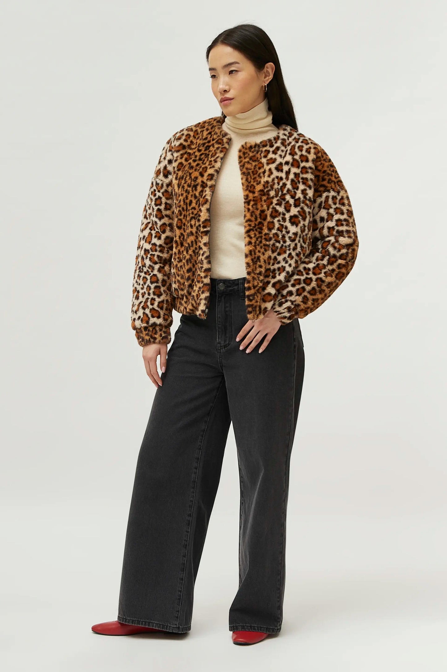 BOMBER LEOPARDATO IN PELLICCIA SINTETICA