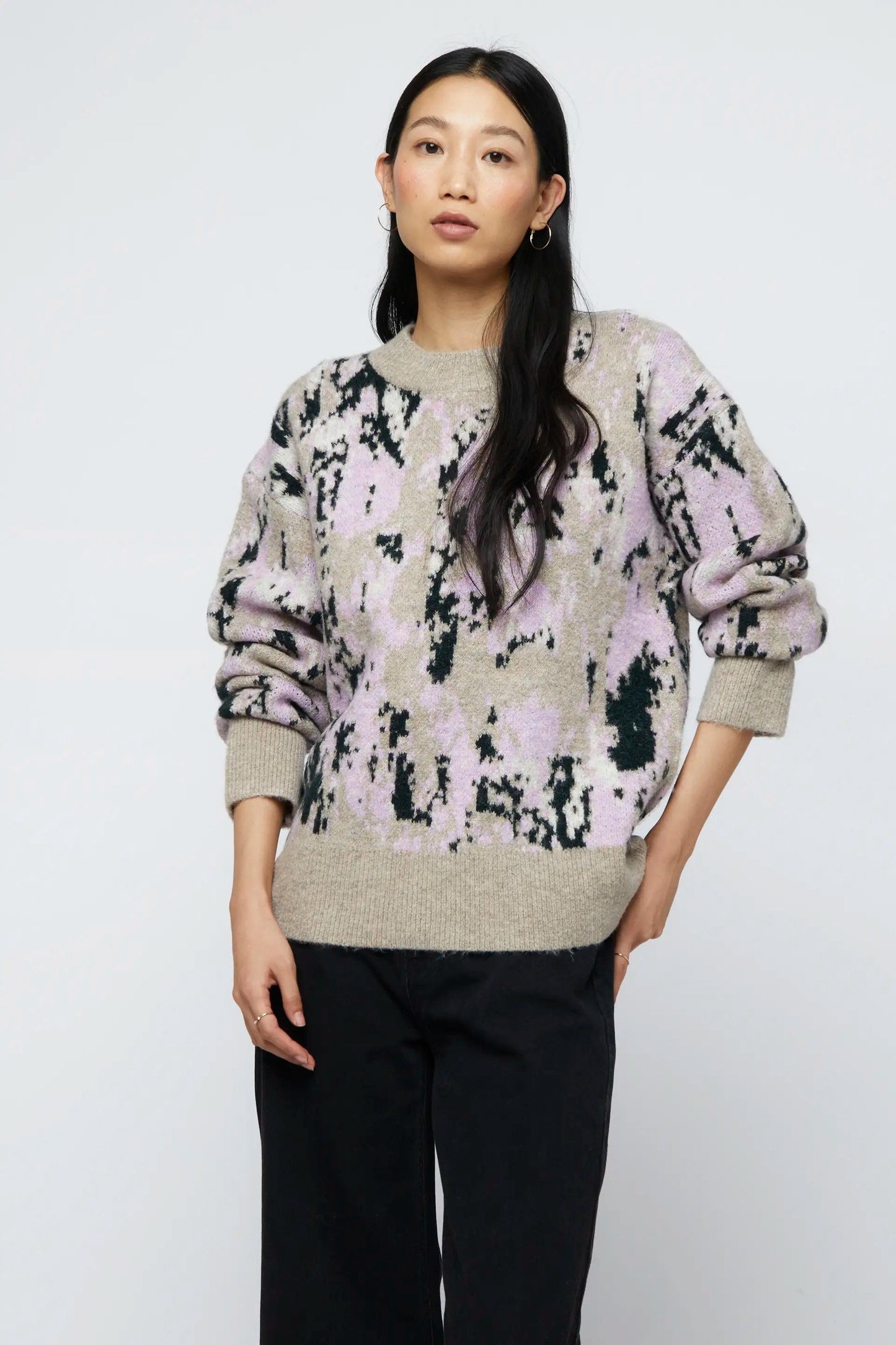 MAGLIONE JACQUARD MIMETICO LILLA