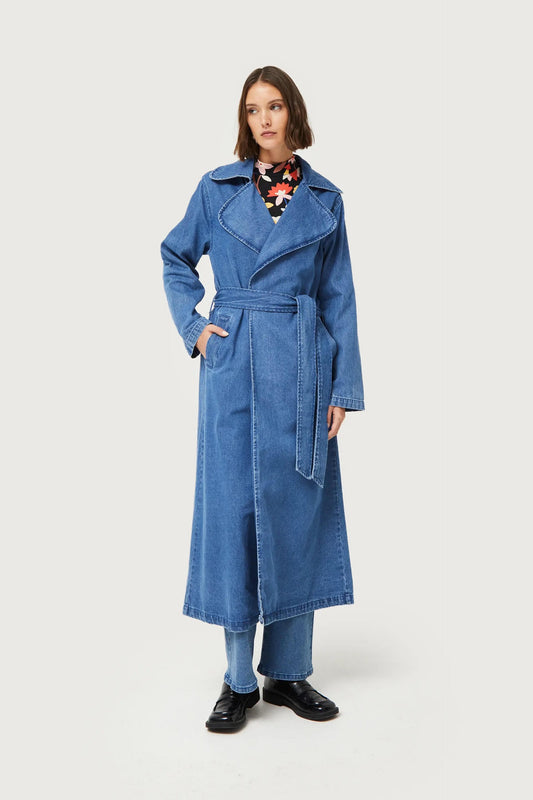 TRENCH MIDI IN DENIM BLU