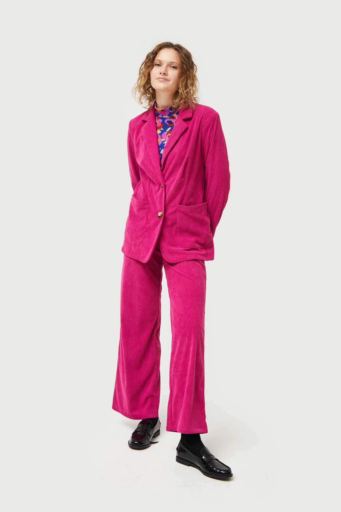 BLAZER FUCSIA IN VELLUTO A COSTE