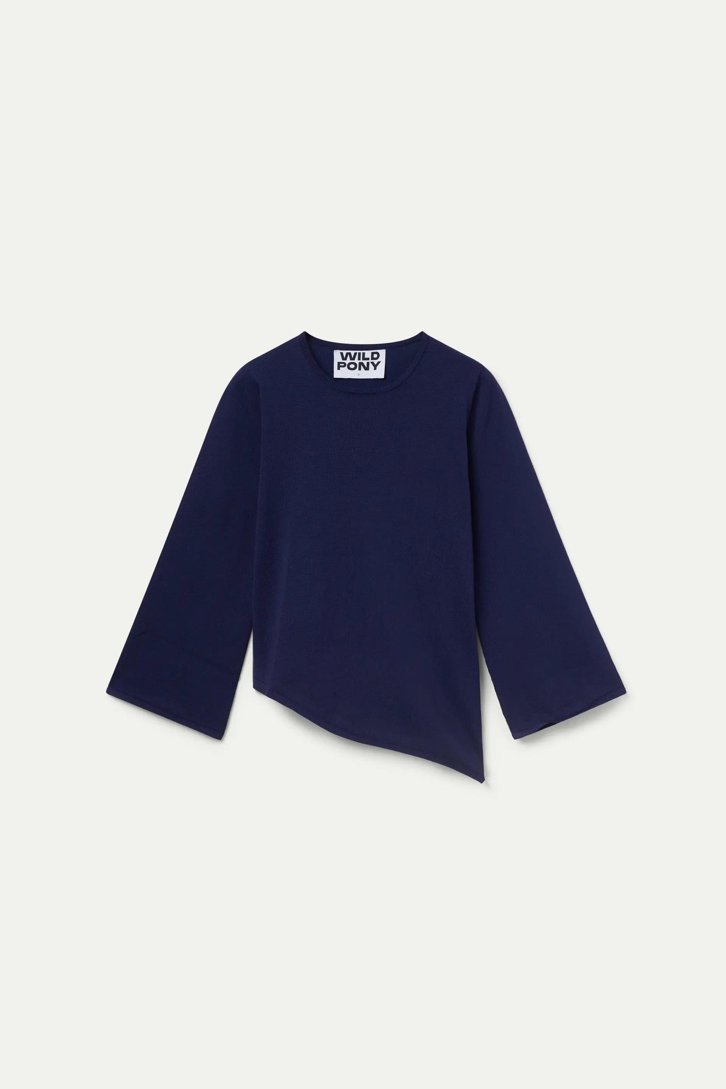 MAGLIONE BLU ASIMMETRICO IN MAGLIA