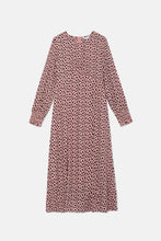 Carica l&#39;immagine nel visualizzatore di Gallery, Vestito midi con maniche lunghe e stampa a pois rosa
