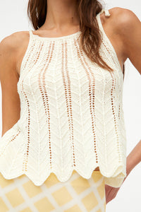TOP BIANCO ALL'UNCINETTO CON SPALLINE