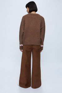 MAGLIONE LARGO MARRONE IN MAGLIA JACQUARD