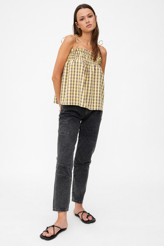 TOP CON SPALLINE STAMPA VICHY GIALLO