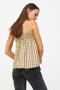 TOP CON SPALLINE STAMPA VICHY GIALLO