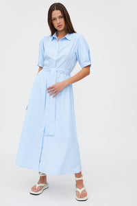 ABITO CHEMISIER MIDI CON STAMPA A RIGHE BLU