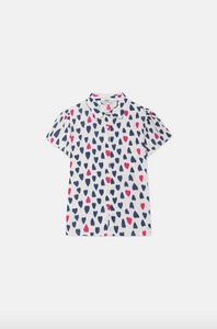 Camicia a maniche corte con stampa a cuori